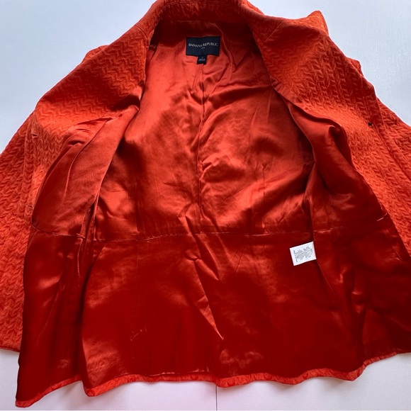 Banana Republic orange‎ lined textured blazer button closure pockets women’s 2 - Picture 5 of 14